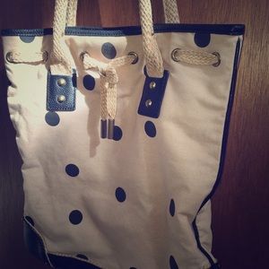 J. Crew Bags - J Crew canvas polka tote J. Crew Bags - J Crew canvas polka tote